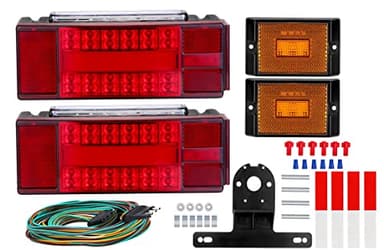 VINAUO Boat Trailer Lights, 2X New Submersible Trailer Light Kit with Wiring Harness, 2 Amber LED Marker Lights for Camper Truck RV Boat Snowmobile Over 80" Inches - Image 1