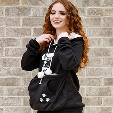 ALYC Pet Pouch Hoodie- Dog Cat Holder Carrier Sweatshirt Fleece Big Pouch Pullover for Women (Black, XX-Large) - Image 2