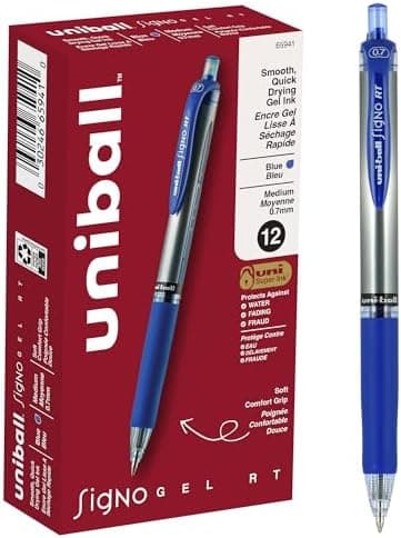 uniball Signo RT Gel Pens, Medium Point (0.7mm), Blue, 12 Pack - Image 2