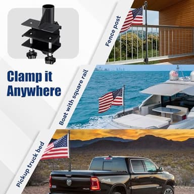 Truck Flag Pole Kit with Trailer Hitch Holder - 6FT Heavy Duty Flagpole for Trucks,Stainless Steel Flag Rings Hold Flag Securely,Upgraded Windproof Holder with Longer Sleeve for Truck,Pickup,Jeep - Image 3