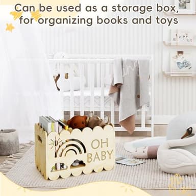 BPMFDTNL Wooden Baby Shower Crate Closet, Wooden Baby Shower Crate Closet, Boys and Girls for Baby shower wooden basket Gifts, Welcome Baby Gifts, Suitable for Pregnancy Glfts for New Parent - Image 8