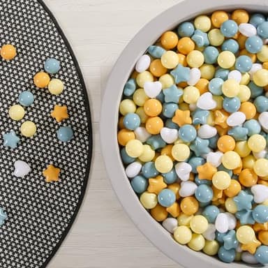 GOGOSO Ball Pit Balls,Plastics Balls for Ball Pit, Stars Hearts Shape for PastelBall for Toddlers Kids, Stars and Hearts Creamy Yellow+Blue,100pcs - Image 5