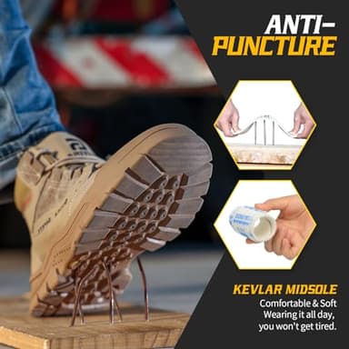 GUSAYEX Steel Toe Boots for Men Safety Shoes Work Boots Lightweight Work Shoes Breathable Steel Toe Sneakers Comfortable Industry Construction Fashionable Safety Boot for Men - Image 3