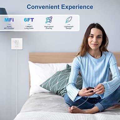 iPhone Charger Fast Charging Block, [MFi Certified] Wall Charger Plug and 6ft USB C to Lightning Cable Cord, Type C Adapter Cube Brick Box for Apple iPhone 14 Pro Max/14/13 Pro/12 Mini/12/11/iPad Air - Image 6