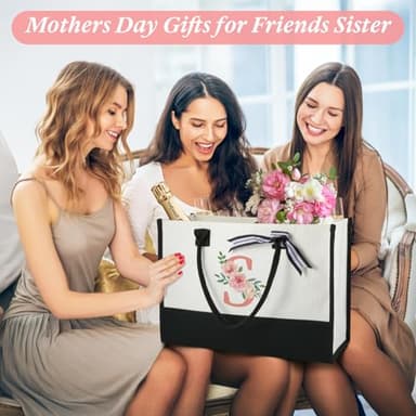 Birthday Gifts for Women Mothers Day Gifts for Mom Wife Grandma Daughter Sister Friends Female Tote Bag and Makeup Bag Set - Image 4