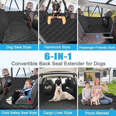 Kytely Back Seat Extender for Dogs,Hard Bottom Dog Car Seat Cover for Back Seat Support 400lb, Waterproof Dog Car Hammock Travel Bed for Car SUV Truck - Image 5