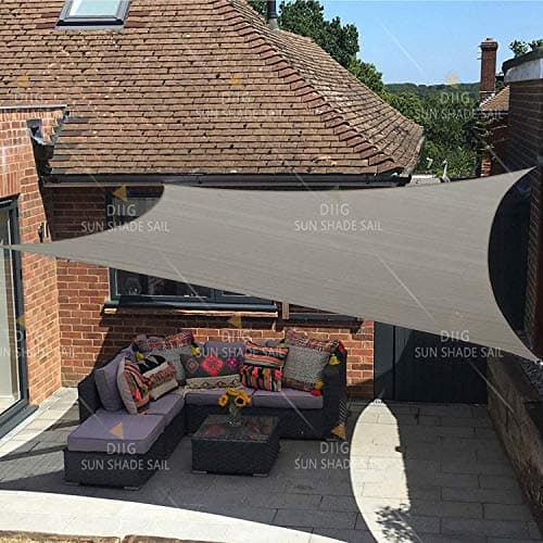 Patio Sun Shade Sail Canopy, 6' x 10' Rectangle Shade Cloth Block Sunshade Fabric - Outdoor Cover Awning Shelter for Pergola Backyard Garden Yard (Grey Color) - Image 1