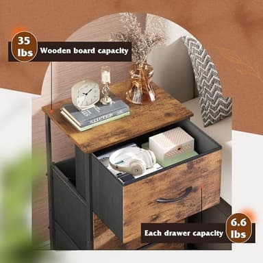 WLIVE Dresser with 3 Drawers, Fabric Nightstand, Organizer Storage Dresser for Bedroom, Hallway, Entryway, Closets, Sturdy Steel Frame, Wood Top, Easy Pull Handle, Rustic Brown Wood Grain Print - Image 6