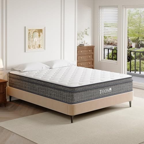 TEENO Queen Mattress 14 Inch, Hybrid Mattresses Queen Size in a Box, Medium Firm Memory Foam and Individual Pocket Springs, Fiberglass Free Bed Mattres, Breathable,CertiPUR-US - Image 1