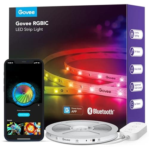 Govee RGBIC LED Strip Lights, 32.8ft Smart LED Lights for Bedroom, Bluetooth LED Lights APP Control, DIY Multiple Colors on One Line, Color Changing LED Strip Lighting Music Sync, Home Decor - Image 1