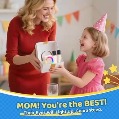 Jeefu Karaoke Machine for Kids, Toys for 3-12 Years Old Girls Gifts, Kids Karaoke Microphone Machine Toy, Best Fun Christmas Birthday Gifts for 5 6 7 8 9 10 11 Years Teens Girl Boys Beige 2 Mic - Image 3