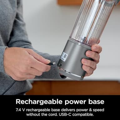 Ninja Blast Portable Blender & Accessories, Cordless, 18oz. Vessel, Personal Blender for Shakes & Smoothies, Leakproof Lid & Sip Spout, USB-C Cord, Dishwasher Safe Parts, BPA Free, Grey, CL155AGY - Image 7