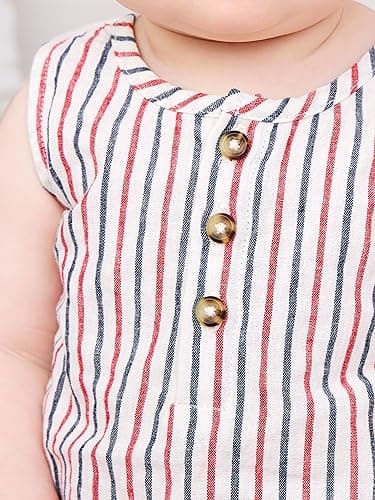 Simple Joys by Carter's Baby Boys' Rompers, Pack of 2, Navy/Red Stripe, 12 Months - Image 3