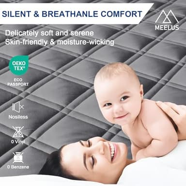 MEELUS Queen Mattress Protector, Breathable Waterproof Mattress Pad Cover Fitted Deep Pocket 8"-21", Soft Noiseless Mattress Cover Washable Cooling Padded for Home Hotel Bedroom, Gray - Image 4