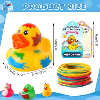 100 Pcs Cruise Rubber Ducks Kits Includes 30 Pcs Cruise Ducks 30 Pcs Cruising Duck Tags and 40 Pcs Rubber Bands, Bulk Assortment Ducks for Jeep Cruising Ships Hiding Carnival Ducking Bath Toys - Image 2