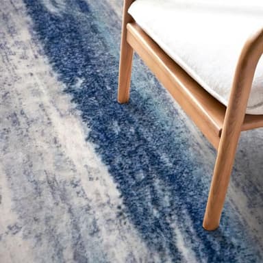 KOZYFLY 3x5 Rug Modern Ombre Living Room Area Rug, Washable Rugs for Bedroom Non-Slip Soft Stain Resistant Striped, Print Distressed Sky Blue Abstract Carpet for Living/Laundry/Kid Room - Image 8