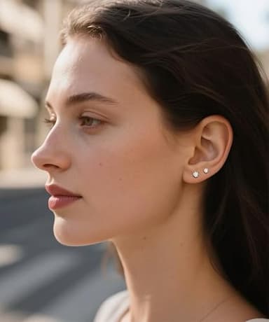 5 Pairs Small Stud Earrings for Women Diamond-Like Shine Cubic Zirconia Earrings for Sensitive Ears Hypoallergenic Surgical Stainless Steel Tiny Stack Earrings for Multiple Piercing - Image 5