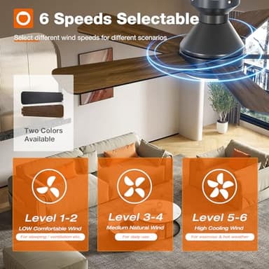 addlon Ceiling Fans with Lights, 42 Inch Low Profile Ceiling Fan with Light and Remote Control, Flush Mount, Reversible, 3CCT, Dimmable, Quiet, Black Small Ceiling Fan for Bedroom Indoor/Outdoor Use - Image 3