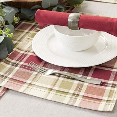 DII Fall & Thanksgiving Dining Table Décor Reusable Cotton Fabric, Placemat Set, 13x19, Rustic Homespun Plaid, 4 Piece - Image 5