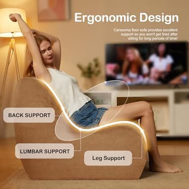 Cansunna Loveseat Bean Bag Chair, Bean Bag Couch Lazy Beanbag Sofa Large Armless Comfy Chair Sofa for Adults, with High Density One-Piece Foam Filling (Large) - Image 6