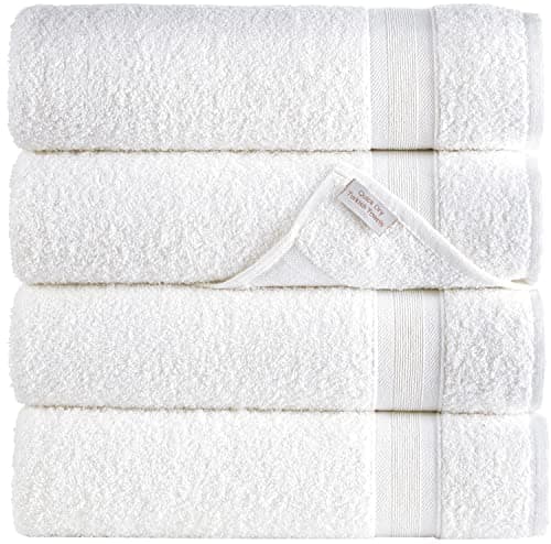 Quick-Dry, Soft & High Absorbent Bath Towels 27"x54" Cotton Turkish Bath Towel Set of 4 | Daily Use 100% Cotton Towels for Bathroom, Gym & More | Bathroom Towels Set (4 Pcs, White) - Image 1