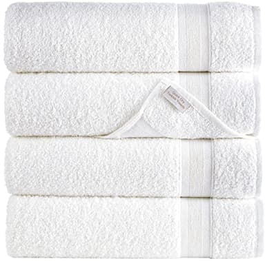 Quick-Dry, Soft & High Absorbent Bath Towels 27"x54" Cotton Turkish Bath Towel Set of 4 | Daily Use 100% Cotton Towels for Bathroom, Gym & More | Bathroom Towels Set (4 Pcs, White) - Image 1