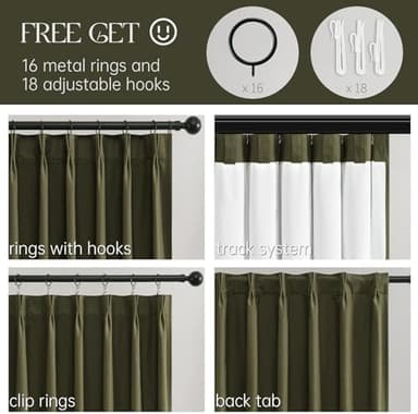 Topfinel 120 Inches Long Extra Long Olive Green Linen Curtains for Living Room,100 Percent Blackout Floor to Ceiling Pinched Pleated Boho Insulating Drapes 2 Panels for Track System,10 FT Bay Window - Image 3