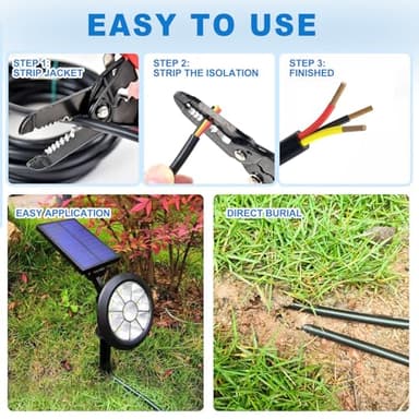 20 Gauge 3 Conductor Electrical Wire 50feet 20/3 Extension Cable UL2464 DC5V/12V/24V/300V 20AWG Stranded Pure Copper Low Voltage Wire for Automotive Lamps Strip Waterproof Outdoor Landscape Wire - Image 5