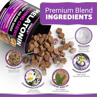 Melatonin for Dogs - 170 Melatonin Chews for Small and Large Dogs - Puppy Sleep Aid - Natural Calming Treats for Stress Anxiety Relief - Canine Sleeping Pills - Thunder, Fireworks, Chewing, Barking - Image 3
