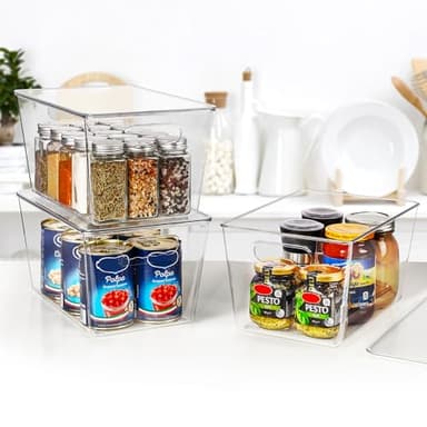 Vtopmart 6 Pack Clear Stackable Storage Bins with Lids, Large Plastic Containers with Handle for Pantry Organizer and Storage,Perfect for Bathroom,Cabinet,Kitchen,Fridge,Closet Organization - Image 7
