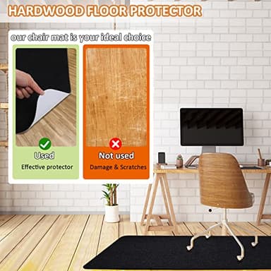HomeMall Office Chair Mat for Hardwood Floor, 55" x 35" Anti-Slip Mats for Rolling Chair, Large Computer Gaming Chair Mat, Tile Floors Protector for Office Home Gym, Slate Black - Image 5