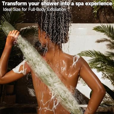 SubSahara Authentic African Net Sponge - 2 Pieces Exfoliating Scrubber for All Skin Types, Bath Sponge for Face & Body, Travel Portable, Durable, Gentle Exfoliation (Olive Green & Light Green) - Image 3