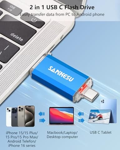 SANKESU USB C Flash Drive 256GB Thumb Drive for Android Phone USB 3.1 Type-A & Type-C Dual OTG Photo Storage Memory Stick Compatible with PC Laptop Macs Smartphone Tablet - Image 5