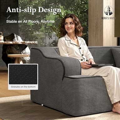 HERA'S HOUSE 104" Sofa with Chaise, L-Shaped Modern Modular Cloud Couch, Plush Deep Seating with 5 Pillows, No Assembly Required Corduroy Fabric Upholstered Living Room Furniture for Apartments, Homes - Image 8