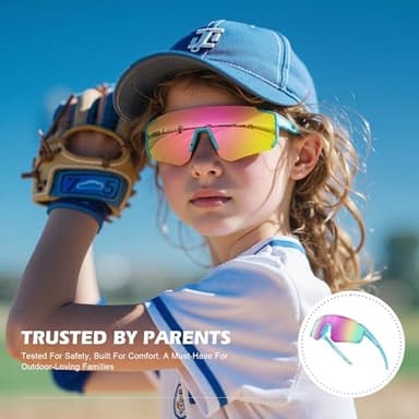 Fanshen Kids Polarized Baseball Sunglasses - Sports Polarized Sunglasses Softball Cycling for Boys Girls Ages 3-12 UV Protection Lightweight & Comfortable - Image 5
