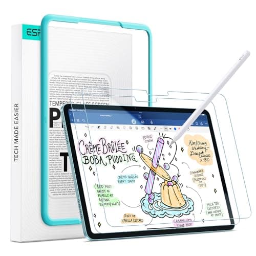 ESR 2 Pack Paper-Feel Screen Protectors for iPad Air 11 Inch M3/M2 (7th/6th Generation, 2025/2024), Write and Draw Like on Paper, 9H Tempered Glass, Matte Writing Film with Alignment Frame, Anti-Glare - Image 1