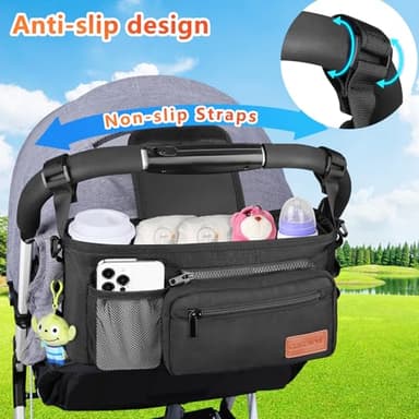 Christmas Stocking Stuffers White Elephant Gifts for Adults: Guiseapue Universal Stroller Organizer with Cup Holder, Stroller Caddy with Shoulder Strap, Baby Accessories Fit Uppababy, Baby Jogger - Image 7