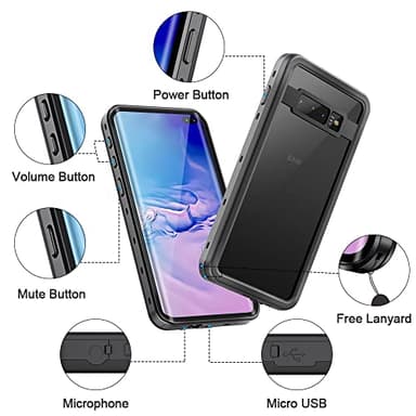 MIZUSUPI Galaxy S10 Plus Waterproof Case,Built in Screen Protector 360° Full Body Protective Shockproof Dirtproof Sandproof Case for Galaxy S10 Plus (6.4 inch) Black 2023 - Image 4