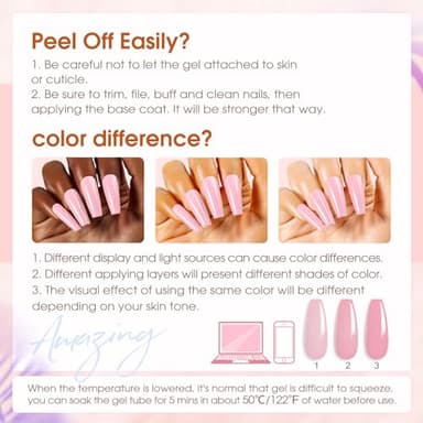 ROSALIND Poly Nail Gel Kit -14 Colors +72 Nail Art Accessories kit Clear Nude Poly Nails Gel Kit Starter Kit with Mini UV Lamp Slip Solution Basic Tools for Beginners with Everything - Image 9