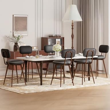 MALOL Swivel Bar Stools Set of 4, Mid Century PU Leather Counter Height Bar Chairs with Low Back and Metal Legs, Modern Bar Stool Chair for Kitchen Island, Black - Image 7