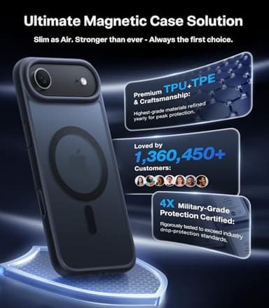 TORRAS for iPhone Air Case, Stronger Magnetic & Thin Fit with MagSafe, Shockproof Slim Case for iPhone 17 Air with Camera Control & Colorful Button, Mil-Grade Drop Tested, Translucent Matte Black - Image 9