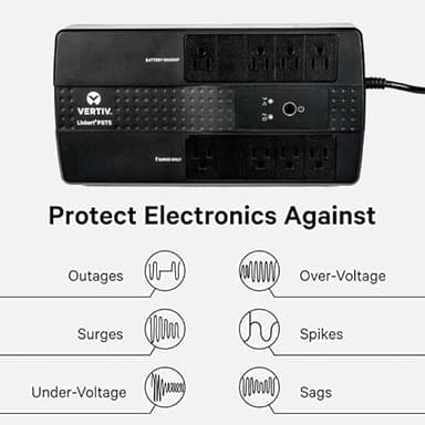 Vertiv Liebert PST5 UPS - 500VA/300W 120V Standby Power, 8 Outlets, Battery Backup with Surge Protection, Energy Star Certified, 3 Year Warranty, Free Software for Controlled Shutdown (PST5-500MT120) - Image 4