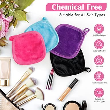 Orighty Makeup Remover Cloths 12 Pack, Makeup Removal Face Cleansing Cloth, Reusable Make Up Remover Pads Remove Instantly Dirt with Just Water, 5 x 5 in - Image 3