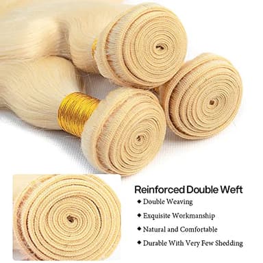 613 Human Hair Bundles Body Wave Blonde Bundles 100% Unprocessed 12A Grade Brazilian Virgin Human Hair 613 Hair Extensions for Women 24 Inch - Image 4