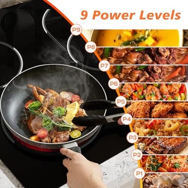 Traenvir 30 Inch Electric Cooktop, 5 Burner 8400W Built-in Electric Stovetop, Ceramic Cooktop with Expanded Zone, Slide Touch Control, Timer, Child Safety Lock, Pause, 220V - 240V Hard Wire, No Plug - Image 5