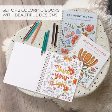 Beautiful Adult Coloring Book Set of 2 for Relaxation - Affirmation and Inspirational Books Making it a Great Gift - Perfect Stress-Relieving Books Fun to Color for Women - Image 2