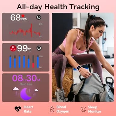 Smart Watch for Men Women, 1000 mAh 100 Day Battery Life, 1.85" Fitness Tracker with Call Function, 110+ Sport Modes, Heart Rate, Sleep Monitor Fitness Watch, IP68 Waterproof, Compatible iOS Android - Image 4