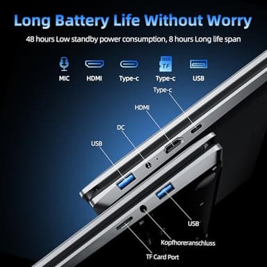 SGIN 17.3 Inch Laptop Computer, Win 11 Laptops with Celeron I3 Processor, 4GB DDR3 128GB SSD, 60800mWh Battery, FHD IPS Display, Type-C, HDMI, 5G WiFi, BT4.2, Numpad, for Business and Students - Image 7