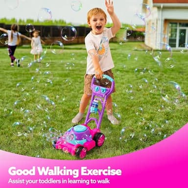 SLOOSH Bubble Lawn Mower Toddler Toys - Kids Bubble Machine Summer Outdoor Push Toy Games, Backyard Garden Outside Play Toddlers Preschool Boys Girls Birthday Gifts (Pink) - Image 2