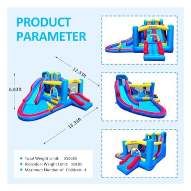MIRUNAIR Inflatable Bounce House, Blow Up Bouncy House Include Slide, Outdoor Backyard Water Park with Air Blower, Splash Pool, Water Cannon, Climbing Wall, Bounce Water Prak for Kids - Image 5